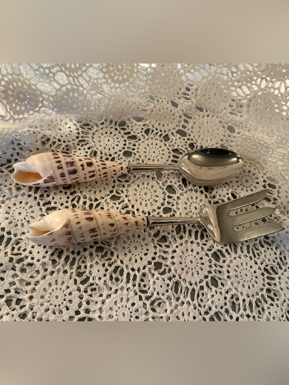 Shell Serving Spoon and Fork